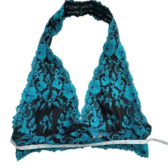 Blue Lace Floral Mesh Bralette Size Small Intimate Bra Lingerie - Picture 6 of 8
